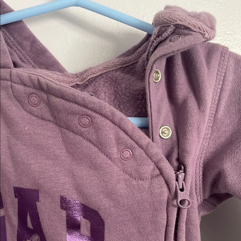 Two footies GAP Purple and dog One Piece with Hood 6-12months